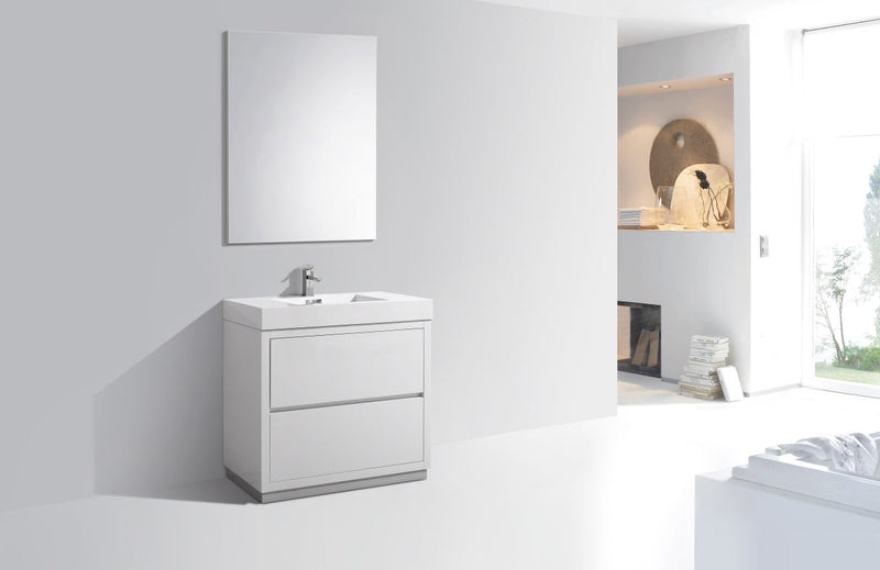 Kube Bath Bliss 36" High Gloss White Free Standing Modern Bathroom Vanity - FMB36-GW