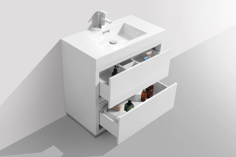 Kube Bath Bliss 36" High Gloss White Free Standing Modern Bathroom Vanity - FMB36-GW