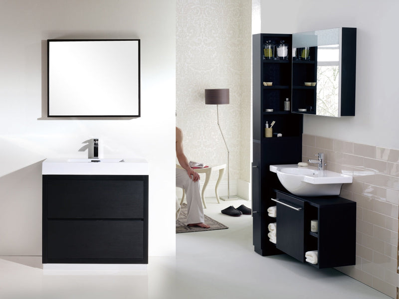 Kube Bath Bliss 40" Black Free Standing Modern Bathroom Vanity - FMB40-BK
