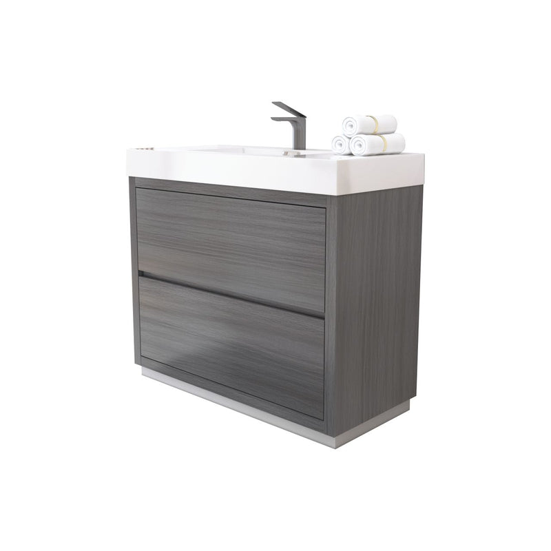 Kube Bath Bliss 40" Vulcan Ash Grey Free Standing Modern Bathroom Vanity - FMB40-VAG
