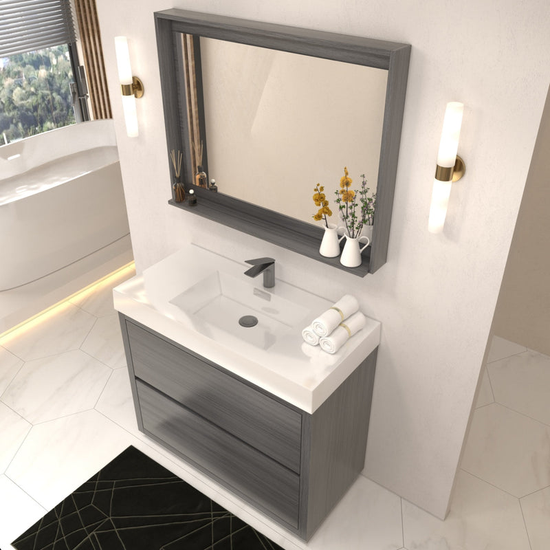 Kube Bath Bliss 40" Vulcan Ash Grey Free Standing Modern Bathroom Vanity - FMB40-VAG