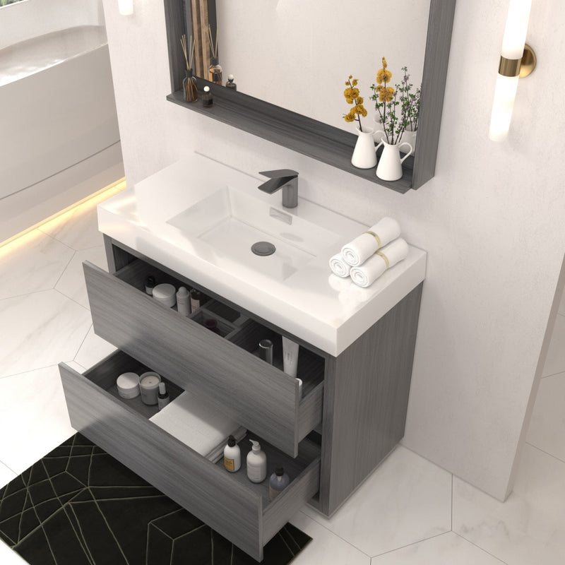 Kube Bath Bliss 40" Vulcan Ash Grey Free Standing Modern Bathroom Vanity - FMB40-VAG