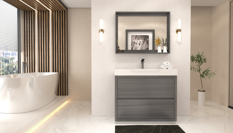 Kube Bath Bliss 40" Vulcan Ash Grey Free Standing Modern Bathroom Vanity - FMB40-VAG