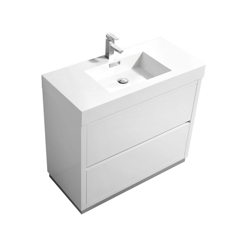 Kube Bath Bliss 40" High Gloss White Free Standing Modern Bathroom Vanity - FMB40-GW