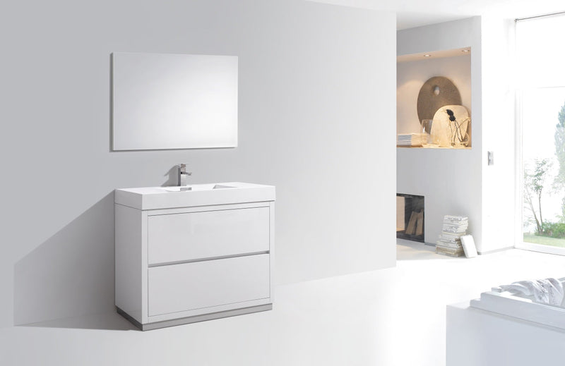 Kube Bath Bliss 40" High Gloss White Free Standing Modern Bathroom Vanity - FMB40-GW