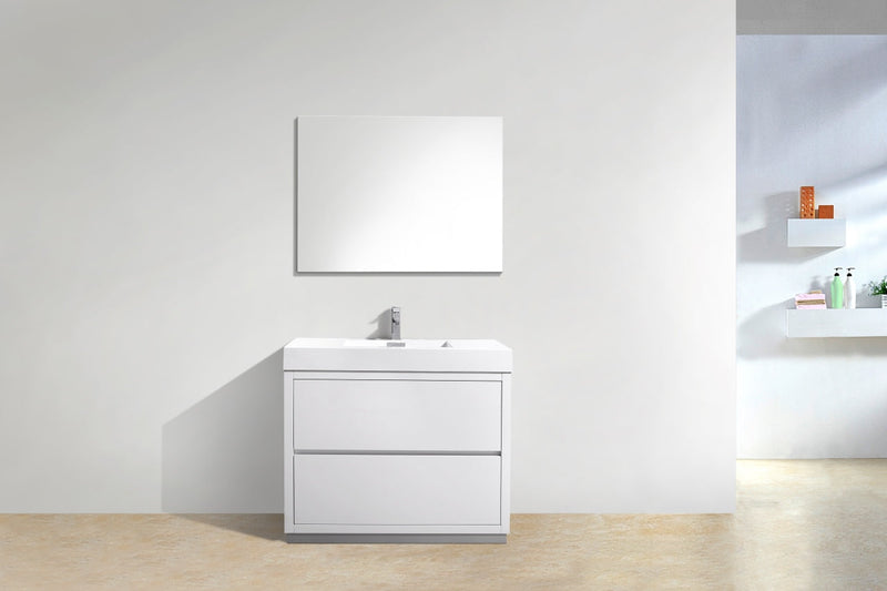 Kube Bath Bliss 40" High Gloss White Free Standing Modern Bathroom Vanity - FMB40-GW