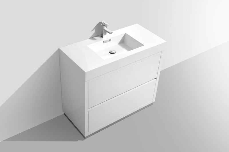 Kube Bath Bliss 40" High Gloss White Free Standing Modern Bathroom Vanity - FMB40-GW