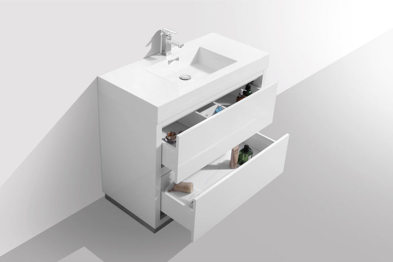 Kube Bath Bliss 40" High Gloss White Free Standing Modern Bathroom Vanity - FMB40-GW