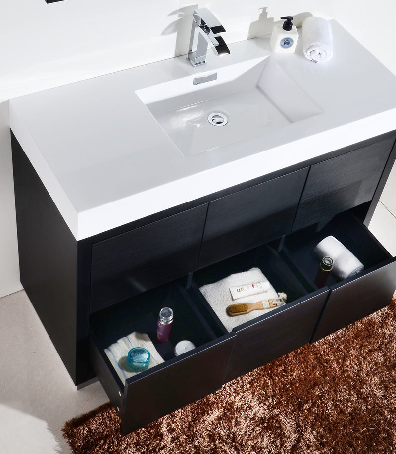 Kube Bath Bliss 48" Black Free Standing Modern Bathroom Vanity - FMB48-BK