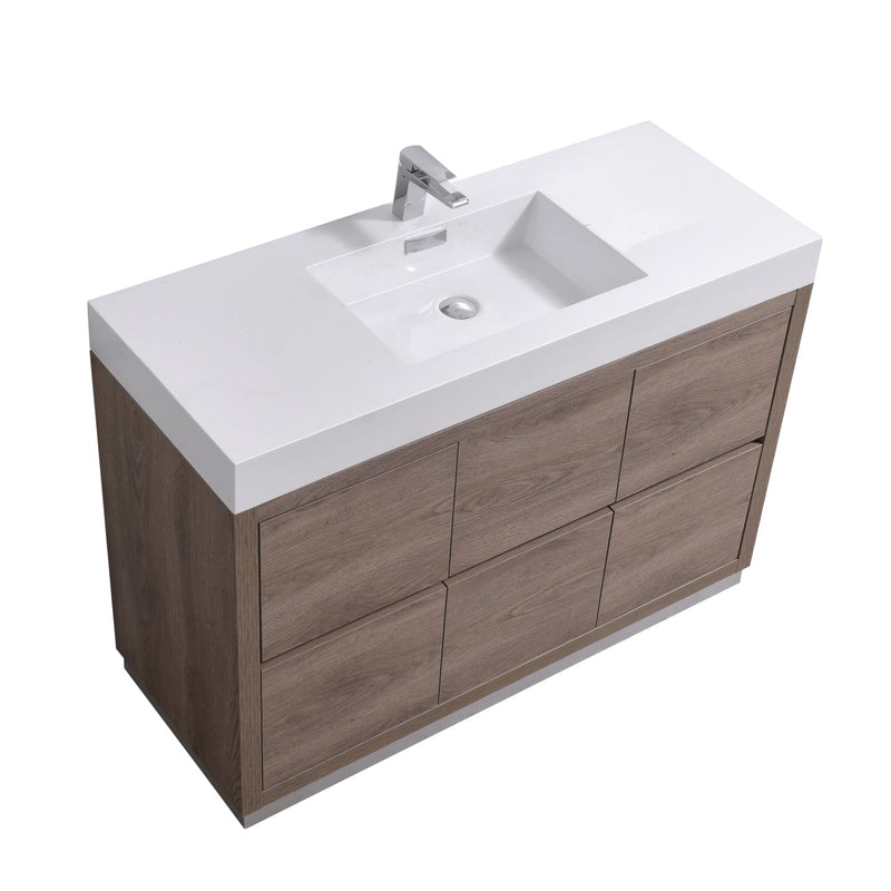 Kube Bath Bliss 48" Butternut Free Standing Modern Bathroom Vanity - FMB48-BTN