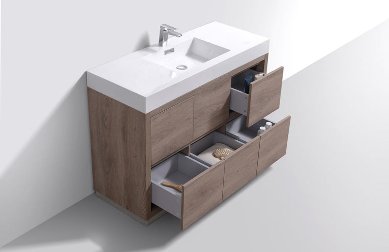 Kube Bath Bliss 48" Butternut Free Standing Modern Bathroom Vanity - FMB48-BTN