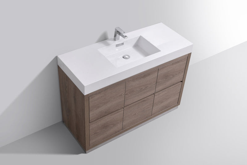 Kube Bath Bliss 48" Butternut Free Standing Modern Bathroom Vanity - FMB48-BTN