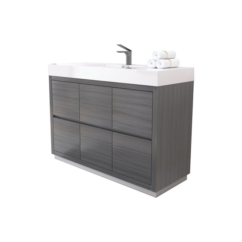 Kube Bath Bliss 48" Vulcan Ash Grey Free Standing Modern Bathroom Vanity - FMB48-VAG