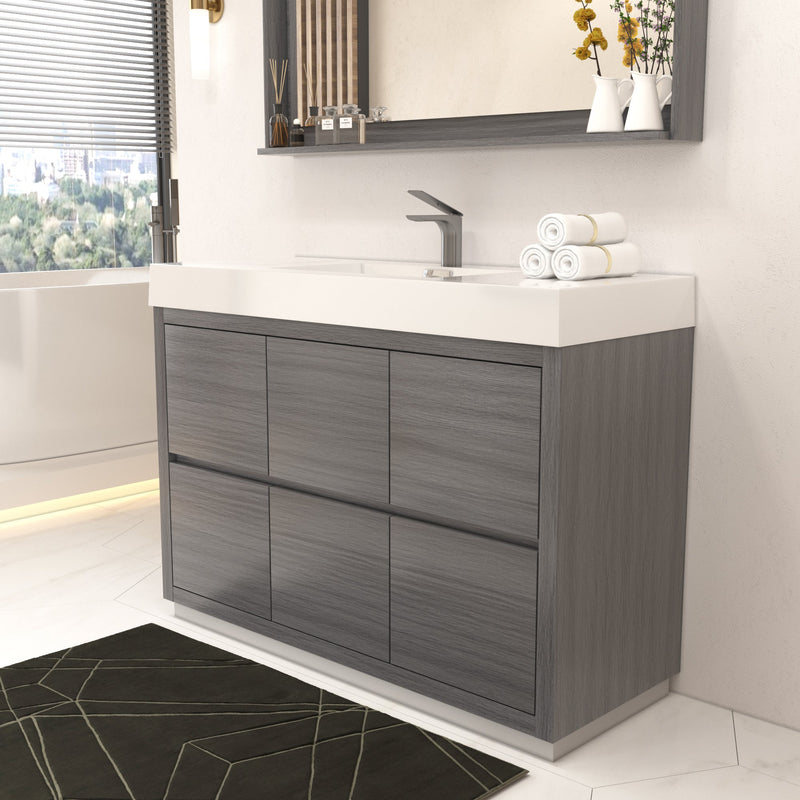 Kube Bath Bliss 48" Vulcan Ash Grey Free Standing Modern Bathroom Vanity - FMB48-VAG