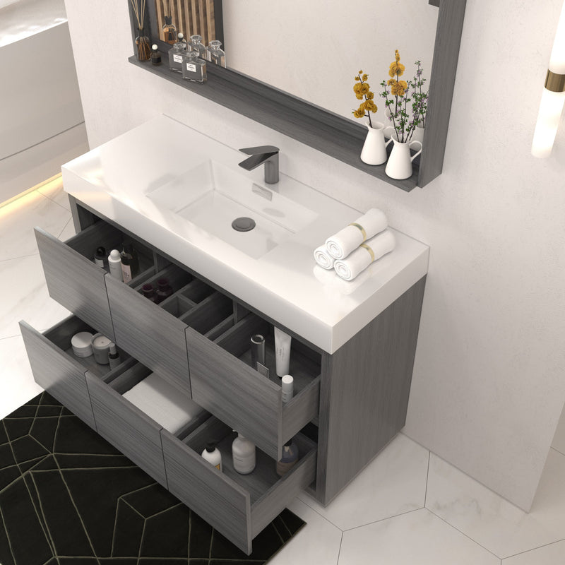 Kube Bath Bliss 48" Vulcan Ash Grey Free Standing Modern Bathroom Vanity - FMB48-VAG