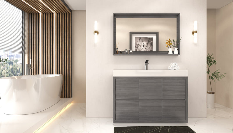 Kube Bath Bliss 48" Vulcan Ash Grey Free Standing Modern Bathroom Vanity - FMB48-VAG