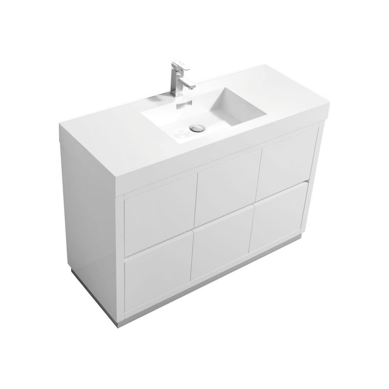 Kube Bath Bliss 48" High Gloss White Free Standing Modern Bathroom Vanity - FMB48-GW