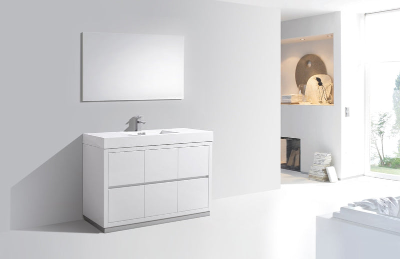 Kube Bath Bliss 48" High Gloss White Free Standing Modern Bathroom Vanity - FMB48-GW