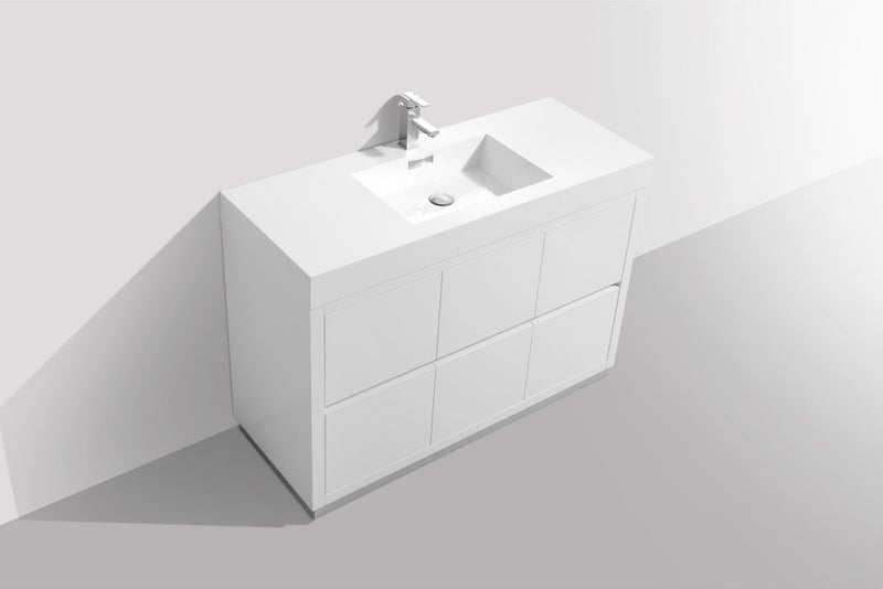 Kube Bath Bliss 48" High Gloss White Free Standing Modern Bathroom Vanity - FMB48-GW