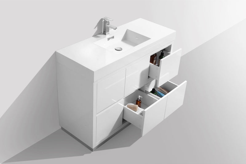 Kube Bath Bliss 48" High Gloss White Free Standing Modern Bathroom Vanity - FMB48-GW
