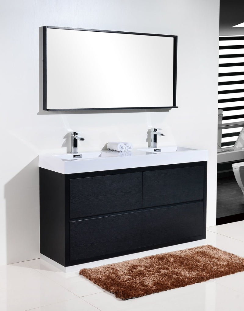 Kube Bath Bliss 60" Double Sink Black Free Standing Modern Bathroom Vanity - FMB60D-BK