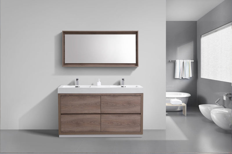 Kube Bath Bliss 60" Double Sink Butternut Free Standing Modern Bathroom Vanity - FMB60D-BTN
