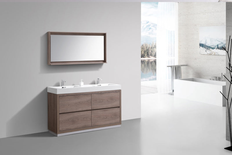 Kube Bath Bliss 60" Double Sink Butternut Free Standing Modern Bathroom Vanity - FMB60D-BTN