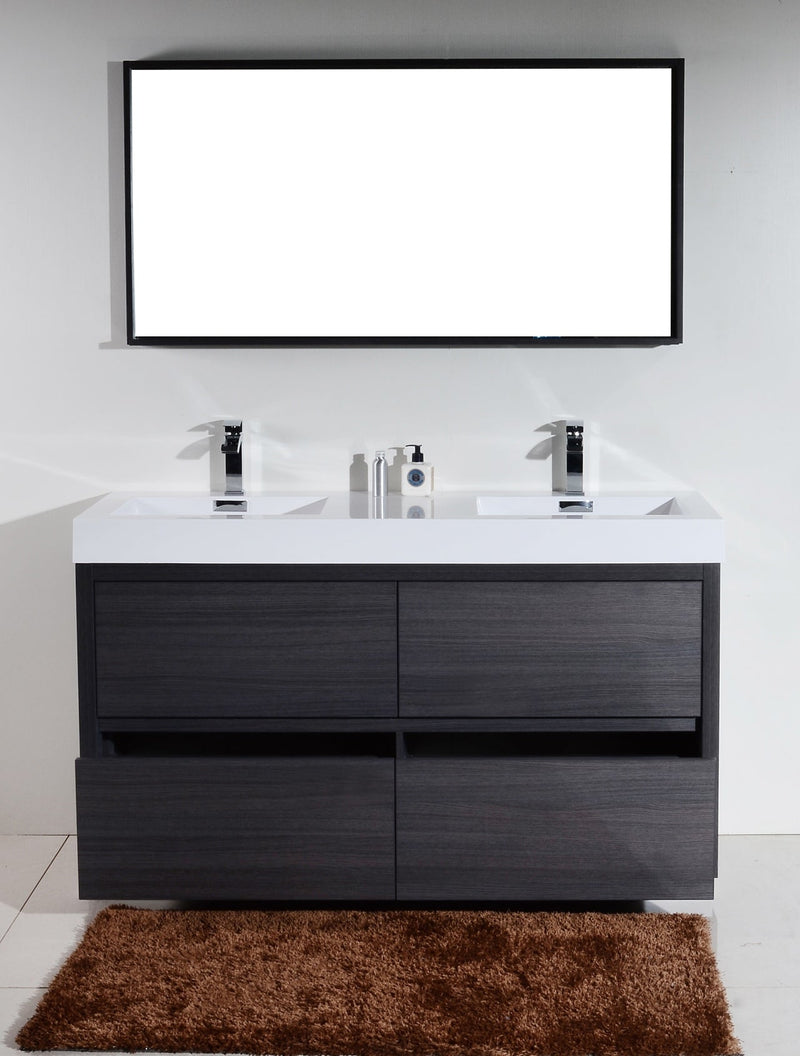 Kube Bath Bliss 60" Double Sink Gray Oak Free Standing Modern Bathroom Vanity - FMB60D-GO