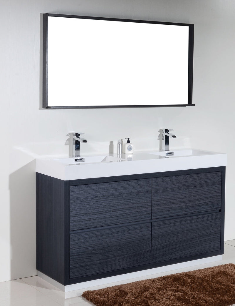 Kube Bath Bliss 60" Double Sink Gray Oak Free Standing Modern Bathroom Vanity - FMB60D-GO