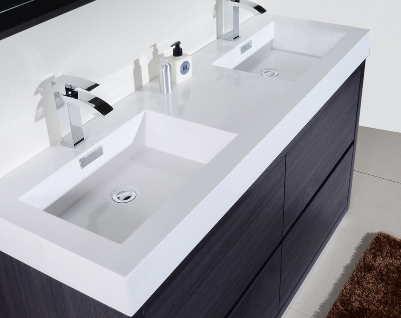 Kube Bath Bliss 60" Double Sink Gray Oak Free Standing Modern Bathroom Vanity - FMB60D-GO