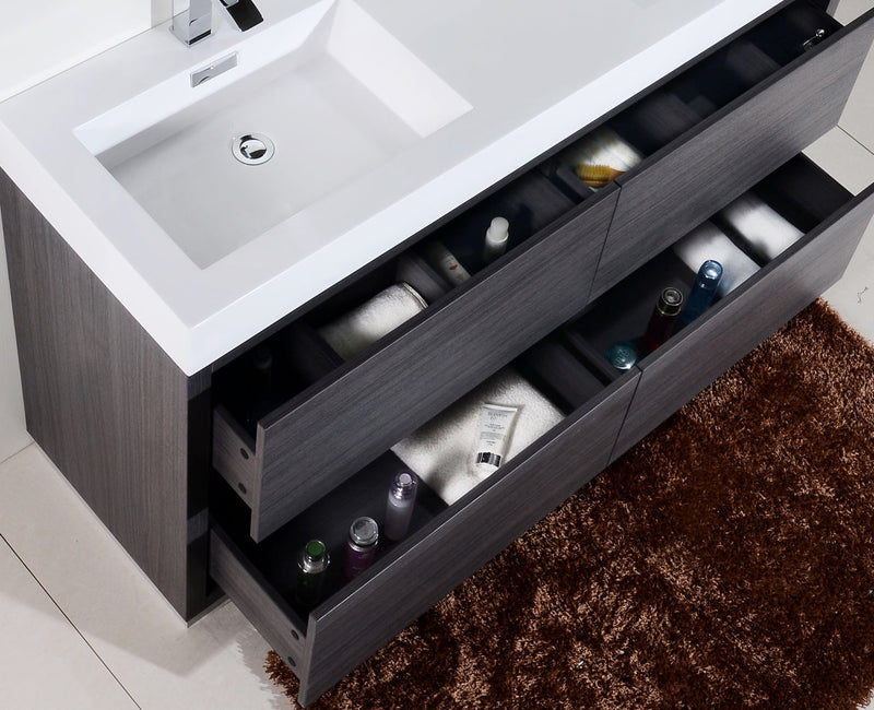 Kube Bath Bliss 60" Double Sink Gray Oak Free Standing Modern Bathroom Vanity - FMB60D-GO
