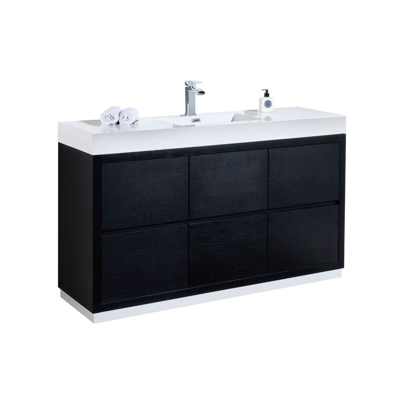 Kube Bath Bliss 60" Single Sink Black Free Standing Modern Bathroom Vanity - FMB60S-BK