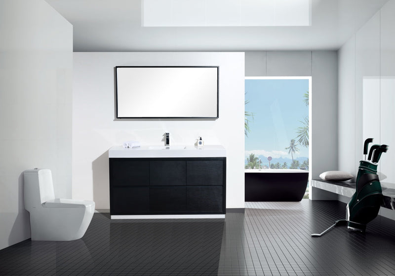 Kube Bath Bliss 60" Single Sink Black Free Standing Modern Bathroom Vanity - FMB60S-BK