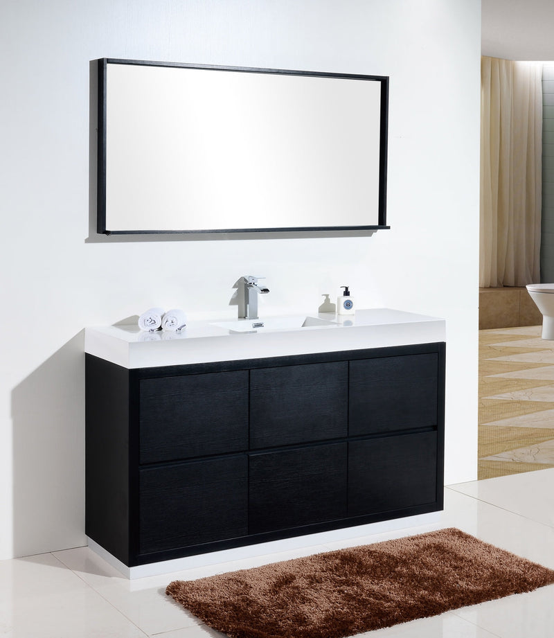 Kube Bath Bliss 60" Single Sink Black Free Standing Modern Bathroom Vanity - FMB60S-BK
