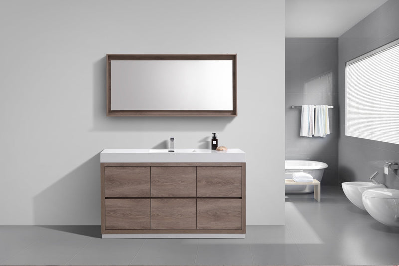 Kube Bath Bliss 60" Single Sink Butternut Free Standing Modern Bathroom Vanity - FMB60S-BTN