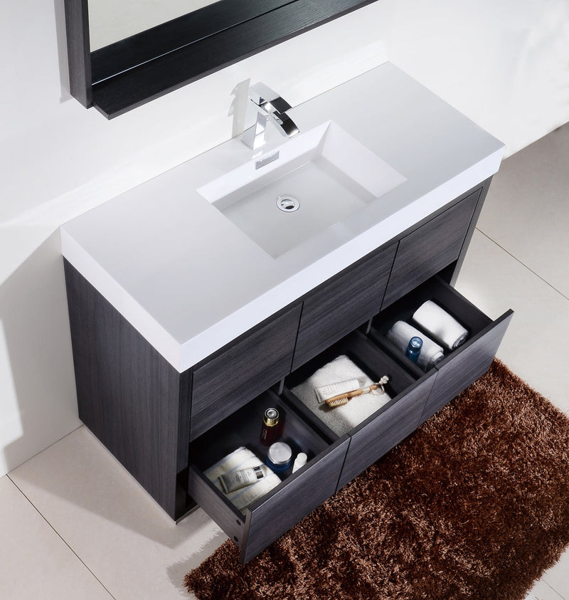 Kube Bath Bliss 60" Single Sink Gray Oak Free Standing Modern Bathroom Vanity - FMB60S-GO