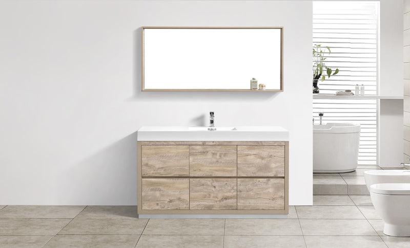 Kube Bath Bliss 60" Single Sink Nature Wood Free Standing Modern Bathroom Vanity - FMB60S-NW