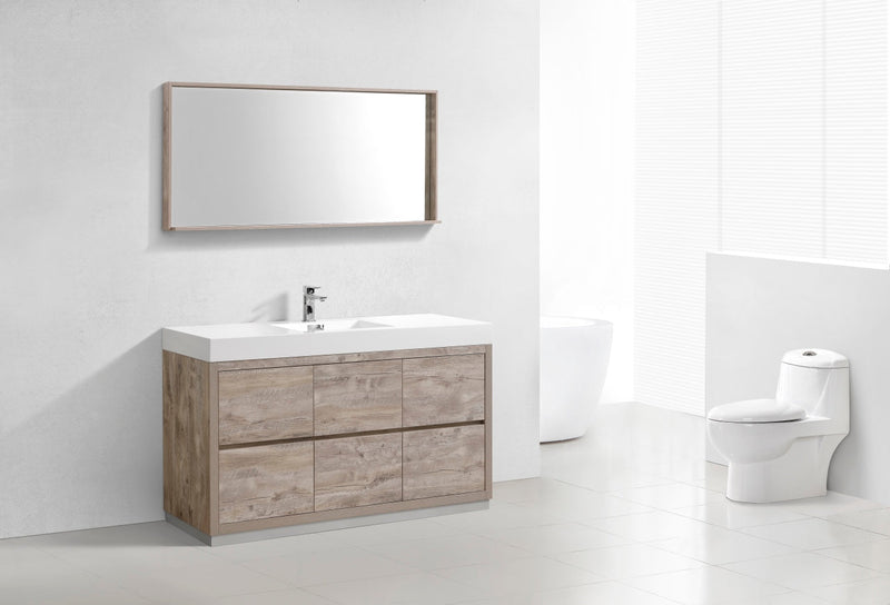 Kube Bath Bliss 60" Single Sink Nature Wood Free Standing Modern Bathroom Vanity - FMB60S-NW