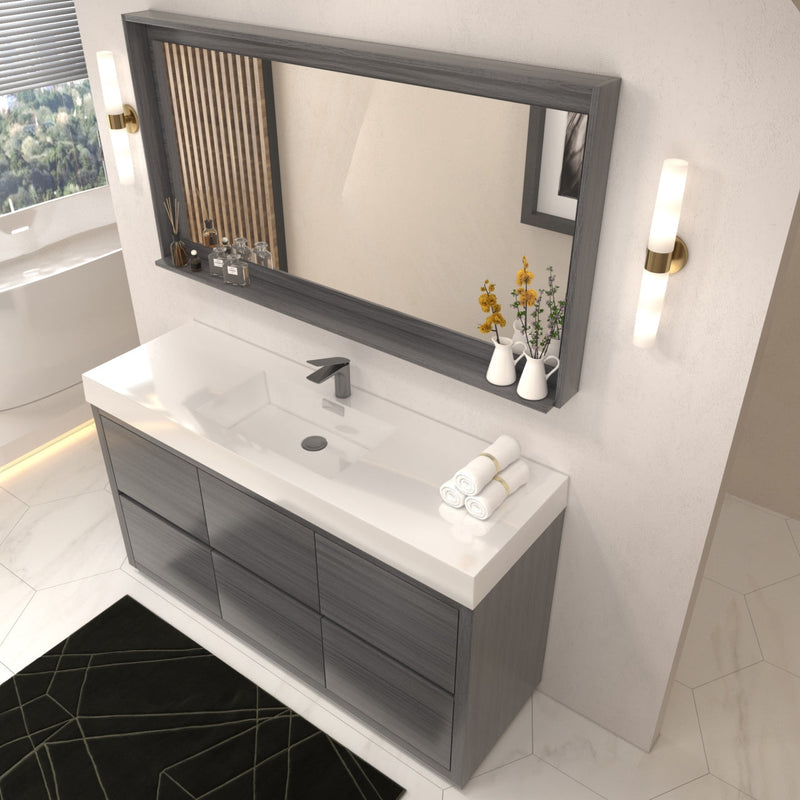 Kube Bath Bliss 60" Single Sink Vulcan Ash Grey Free Standing Modern Bathroom Vanity - FMB60S-VAG