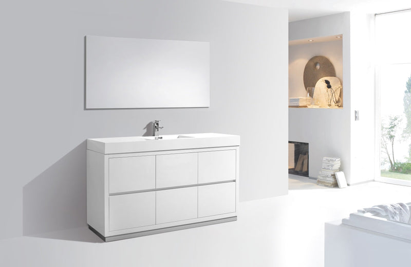 Kube Bath Bliss 60" Single Sink High Gloss White Free Standing Modern Bathroom Vanity - FMB60S-GW