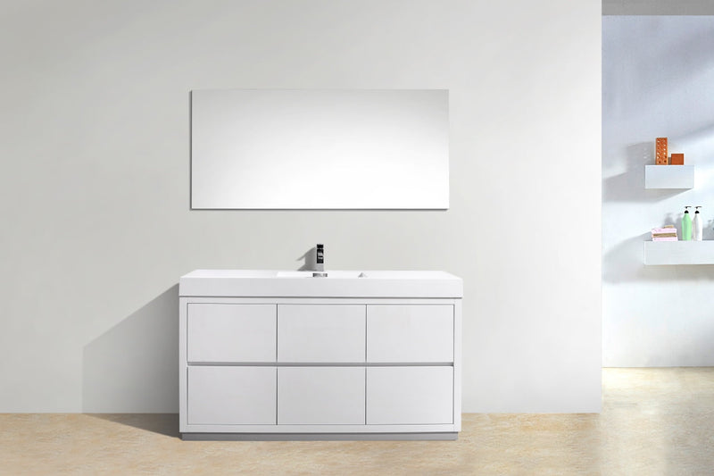 Kube Bath Bliss 60" Single Sink High Gloss White Free Standing Modern Bathroom Vanity - FMB60S-GW
