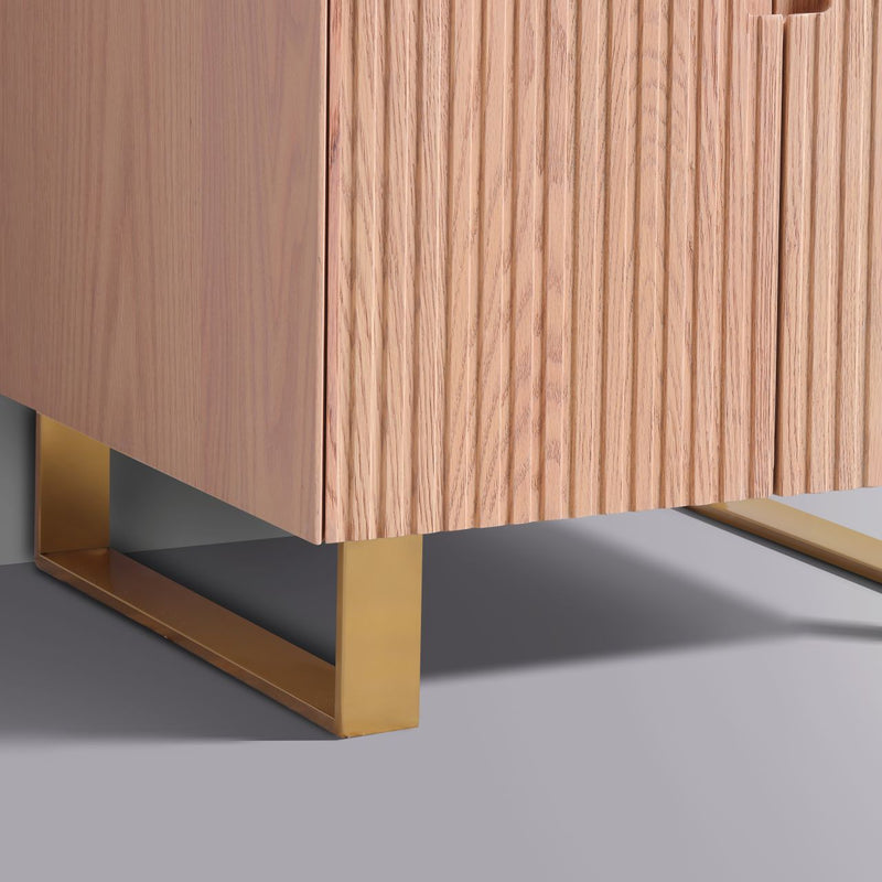 Kube Bath FIORE 24'' Floor Mount Mount Cabinet Oak Wood with Brushed Gold Legs - FSKSW24-OAKWOOD-GOLD