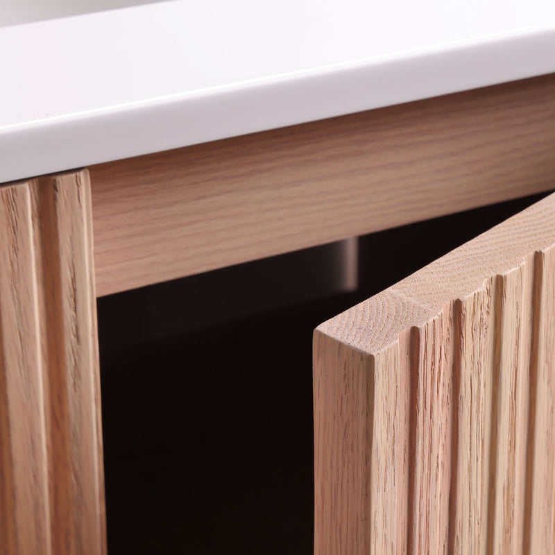 Kube Bath FIORE 36'' Floor Mount Cabinet Oak Wood with Brushed Gold Legs - FSKSW36-OAKWOOD-GOLD