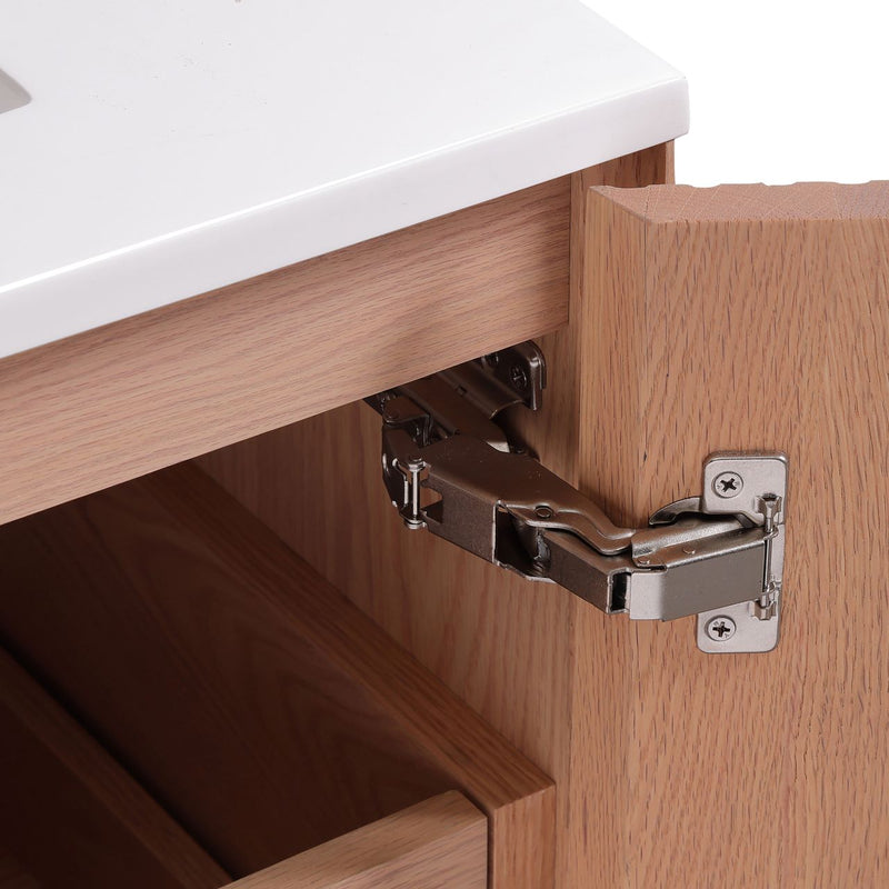Kube Bath FIORE 36'' Floor Mount Cabinet Oak Wood with Matte Black Legs - FSKSW36-OAKWOOD-BK
