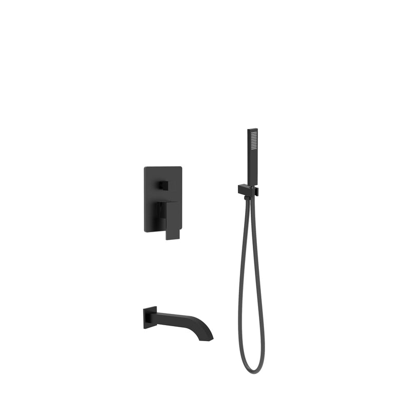Pearl Ethan II Shower Set 6  Pressure Balance Tub Shower Faucet Hand Shower and Tub Spout Matte Black GBBE-SET6-MB-B