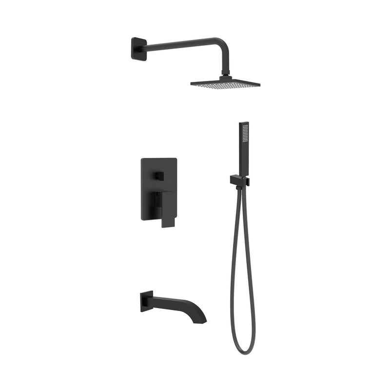 Pearl Ethan II Shower Set 7  Pressure Balance Tub Shower Faucet Rain Shower, Hand Shower, Tub Spout Matte Black GBBE-SET7-MB-B