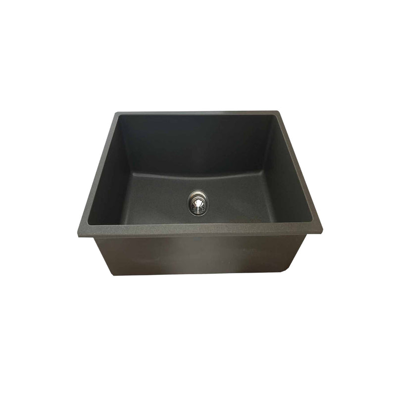 Pearl VERTU-S 24" Single Bowl Undermount Kitchen Sink – Graphite NuGranite w/ Grid – GVS2411-GR