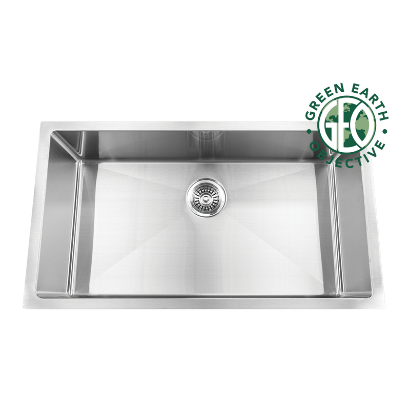 Pearl HANA-PR GEO 32" Single Bowl Undermount Kitchen Sink – Stainless Steel – GGSRR3219C