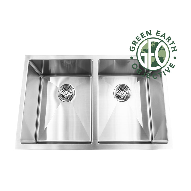 Pearl HANA-EFR GEO 28" Double Equal Undermount Kitchen Sink – Stainless Steel – GGDRR2818A