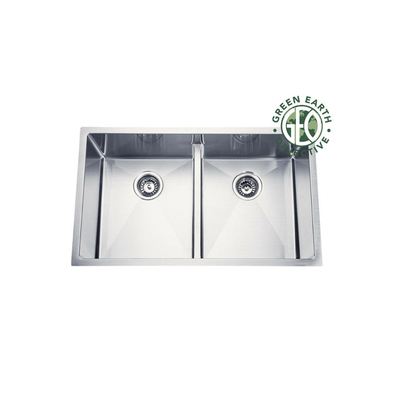 Pearl HANA-LD GEO 32" Double Equal Undermount Kitchen Sink – Stainless Steel – GGDRR3219LD